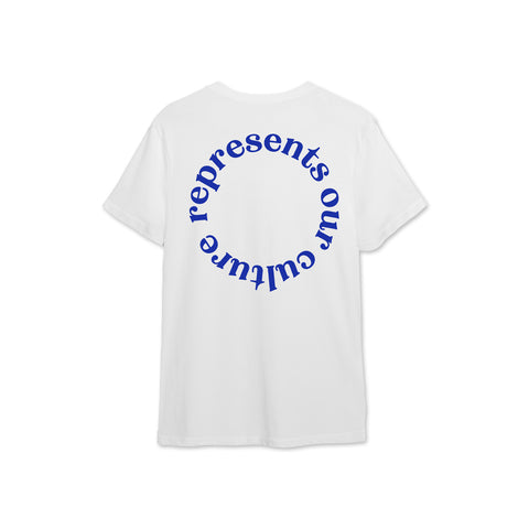 Blue Circle White Tees