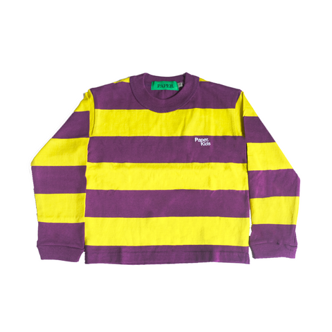 Kids Stripe Yellow Ls Purple