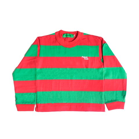 Kids Stripe Green Ls Red