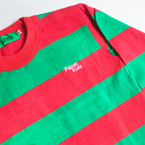 Kids Stripe Green Ls Red