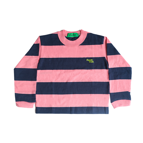 Kids Stripe Pink Ls Navy